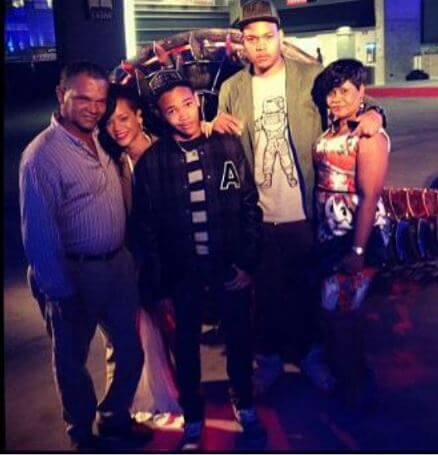 Jamie Fenty's father, Ronald with his ex-wife Monica and their children Robyn, Rorrey, and Rajad.